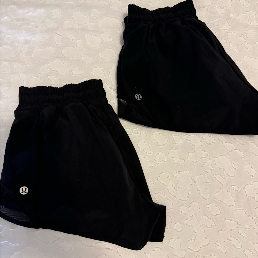 Two pairs of lululemon hottie hot shorts 2.5 in, size 4